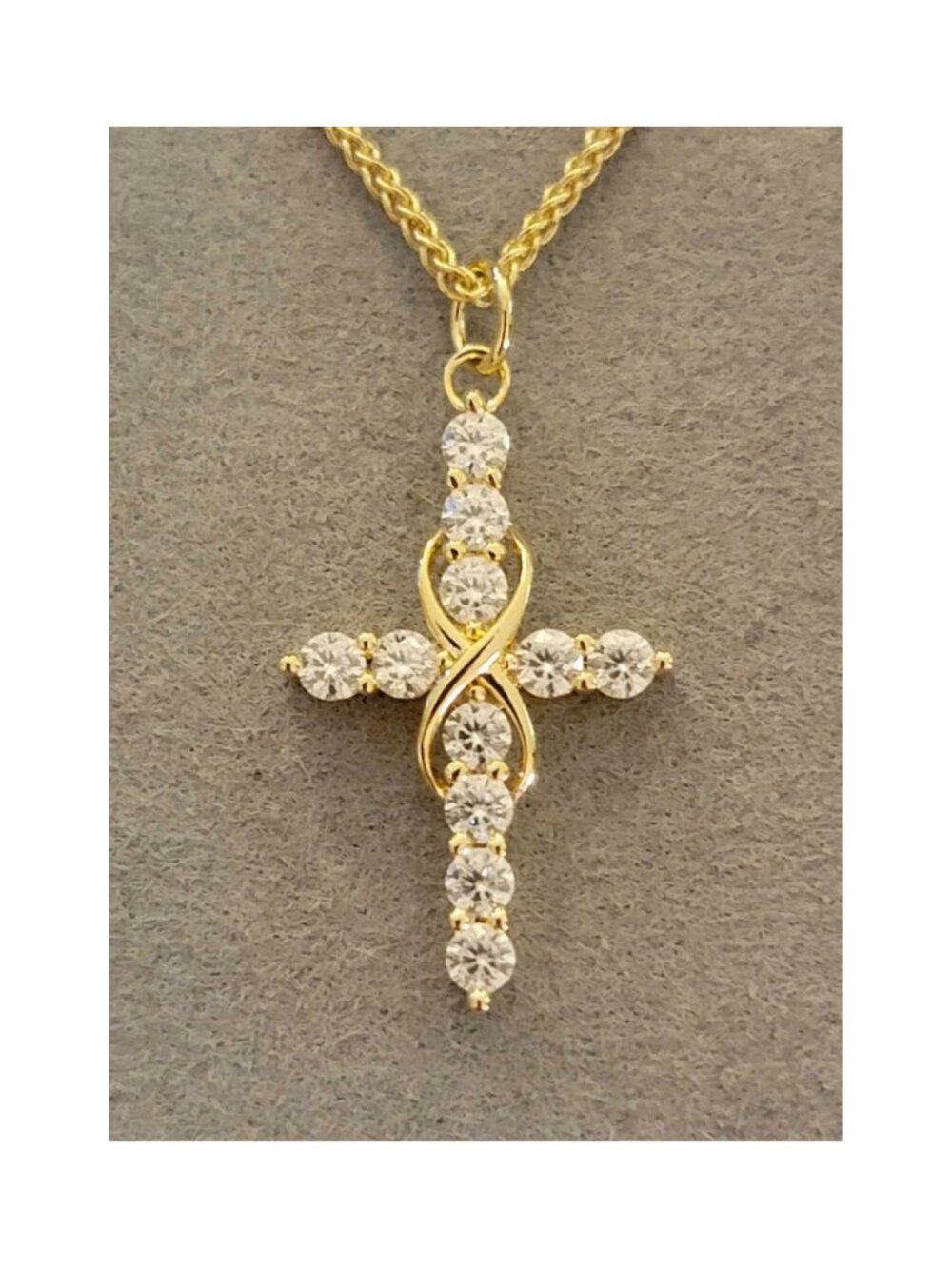 Infinity Moissanite Cross Necklace 18K Gold Filled S925 Sterling Silver GRA NWT - Picture 7 of 11